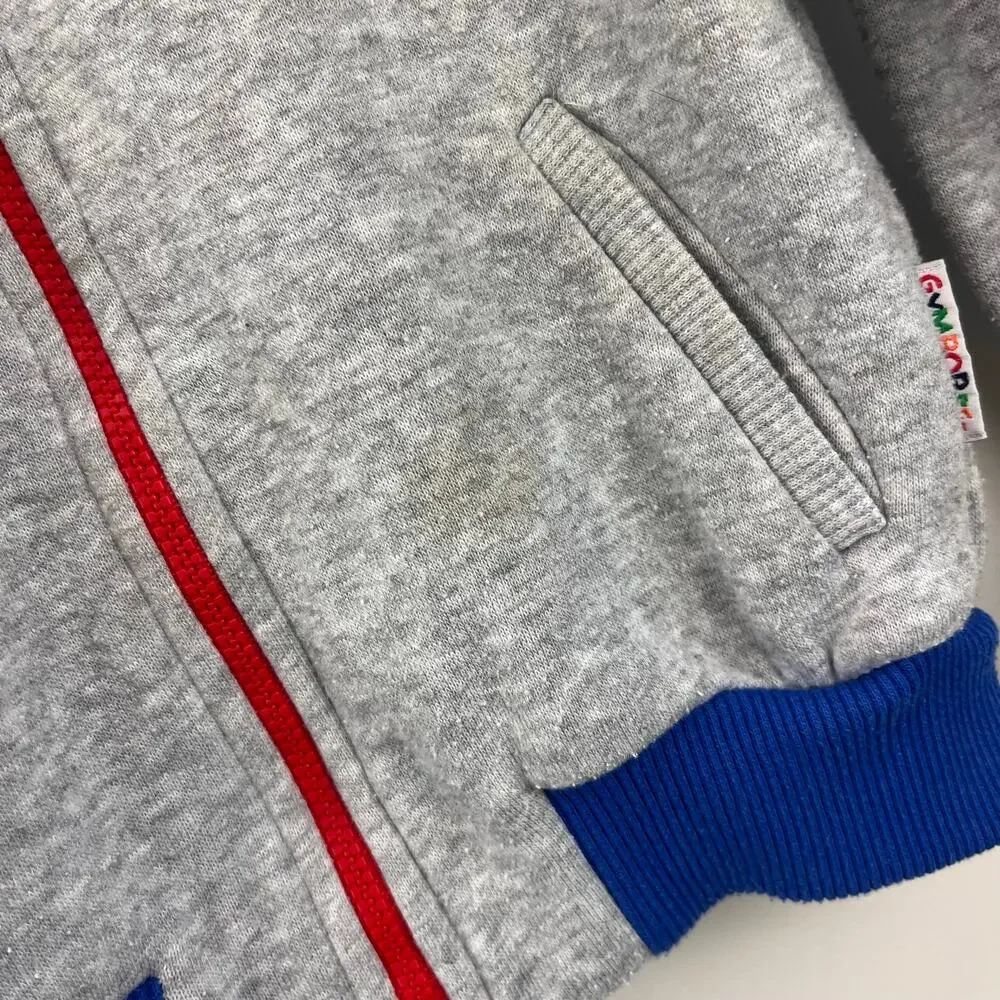 Vintage Gymboree Color Block Gray Hoodie Zip Sweatshirt Medium 3-4